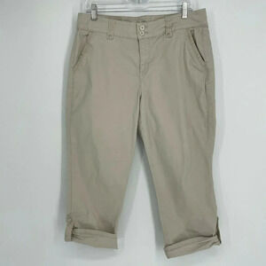 Gloria Vanderbilt Pants Women's 10 Brown Khaki All Around Slimming Effect Capri